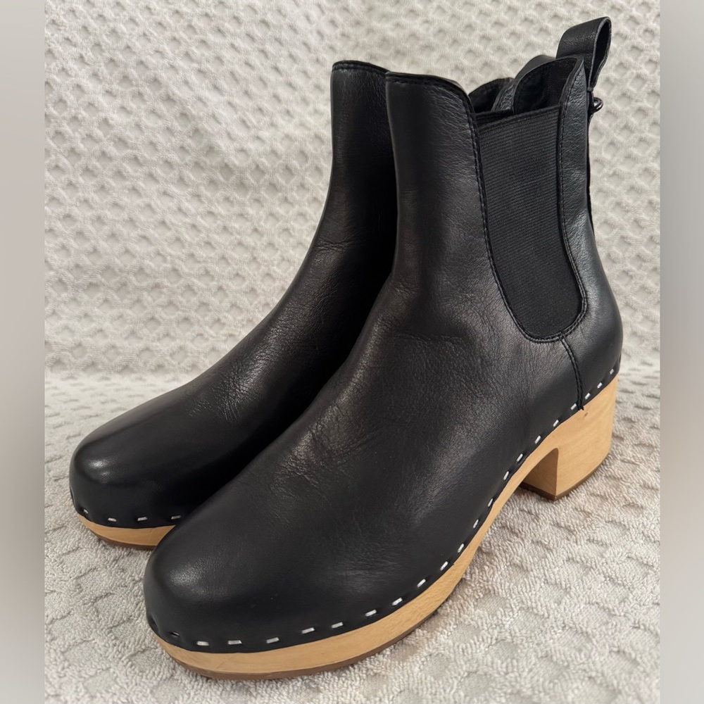 Loeffler Randall Dillon Tassel Leather Chelsea Clog Boots Bootie in Black Size 8